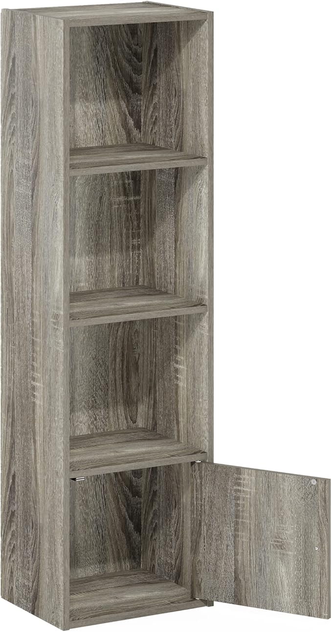Furinno Luder Shelf Bookcase with 1 Door Storage Cabinet, French Oak - Image 6