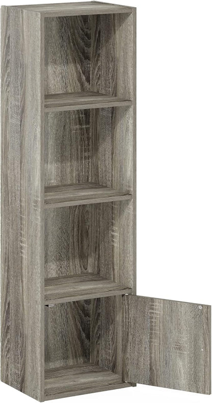Furinno Luder Shelf Bookcase with 1 Door Storage Cabinet, French Oak - Image 6