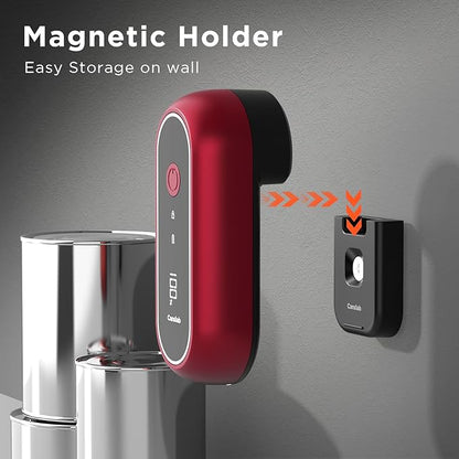 Canslab Turbo - Auto Shut Off Rechargeable Electric Can Openers - LED Battery Display USB Automatic Can Openerfor Kitchen for Seniors with Arthritis - One Touch Side Cut Can Opener Smooth Edge, Red - Image 5