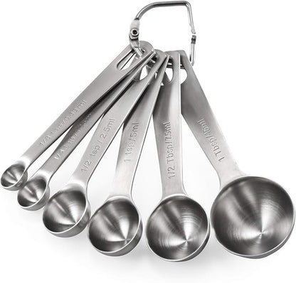 Measuring Spoons: U-Taste 18/8 Stainless Steel Measuring Spoons Set of 6 Piece: 1/8 tsp, 1/4 tsp, 1/2 tsp, 1 tsp, 1/2 tbsp & 1 tbsp Dry and Liquid Ingredients by U-Taste