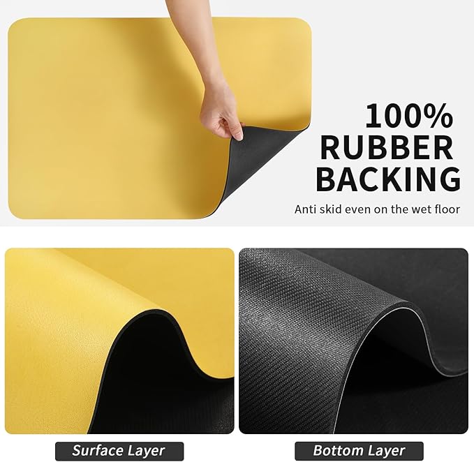 HotLive Dish Drying Mat for Kitchen Counter, Heat Resistant Drainer Mats with Non-slip Rubber Backed, Hide Stain Kitchen Super Absorbent Draining Mat, Easy to Clean Dish Rack Pad, Yellow 18"x24" - Image 5