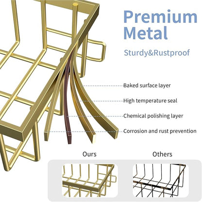 Saydear Under Sink Organizer Storage 2-Tier Premium Metal Pull-Out Kitchen Cabinet Organizer with Sliding Drawer, Height Adjustable, Heavy Duty for Kitchen & Bathroom Organizers 1 Pack Gold - Image 5