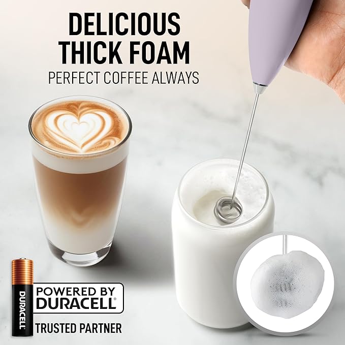 Zulay Kitchen Whisk Milk Frother with 4 Duracell Batteries - Powerful Handheld Foam Maker for Coffee, Lattes, Matcha, Hot Chocolate & Cappuccinos - Whip Creamy Froth in Seconds - Image 2