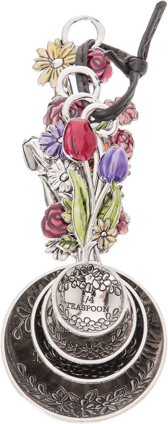 Ganz 4-Piece Measuring Spoons Set - Colorful Flower Bouquet