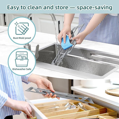 Ohuhu Triangle Roll Up Dish Drying Rack, Anti-Slip Organizer for Kitchen Sink Drying Rack with Full Silicone Wrapped for Top of Sink Coner Grey - Image 7