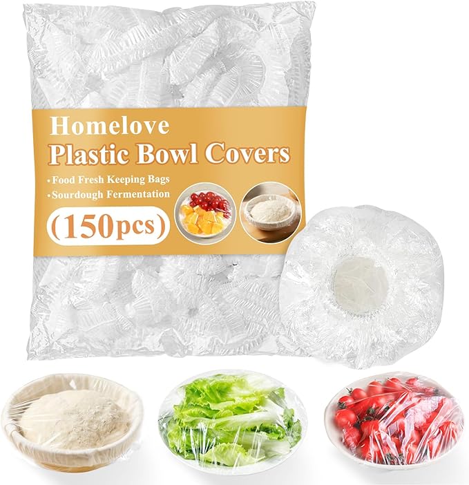 Homelove 150pcs Plastic Bowl Covers Food Cover Dish Covers, Reusable Elastic Stretch Fresh Keeping Bags, Kitchen Dining Plate Bread Proofing Food Storage Covers, Universal Kitchen Plastic Wrap by Homelove