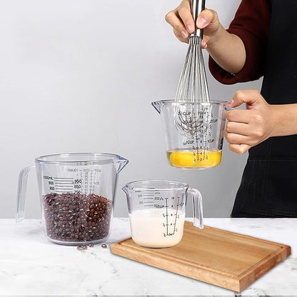 Measuring Cups Set, Liquid Measuring Cups For 3 For Kitchen - BPA Free Plastic Set with Spout Multiple Measurement Scales (Clear) - Image 8