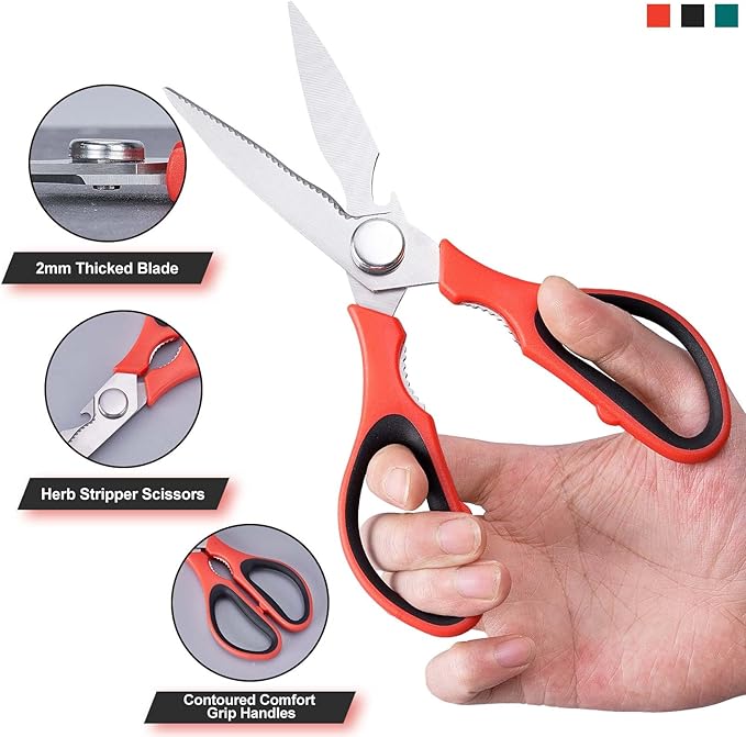 3-Pack Kitchen Scissor All Purpose Kitchen Shears Heavy Duty Scissors Stainless Steel Dishwasher Safe Cooking Scissors, Kitchens Utensils removable for Cutting Meat, Chicken,Fish, Vegetable - Image 4