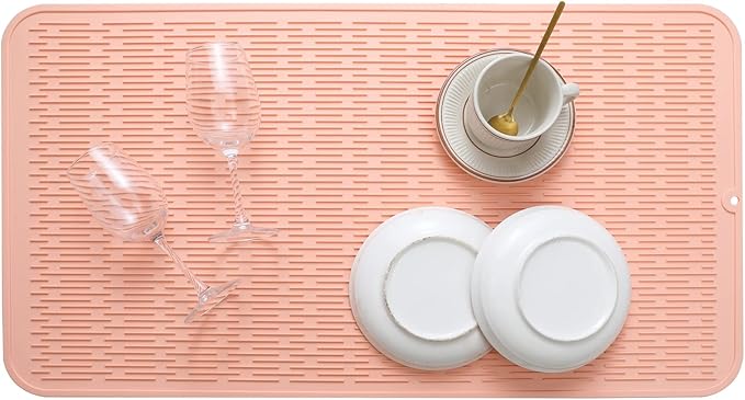 MicoYang Silicone Dish Drying Mat for Multiple Usage,Easy clean,Eco-friendly,Heat-resistant Silicone Mat for Kitchen Counter or Sink,Refrigerator or Drawer Liner Pink 4XL 32 inches x 18 inches - Image 5