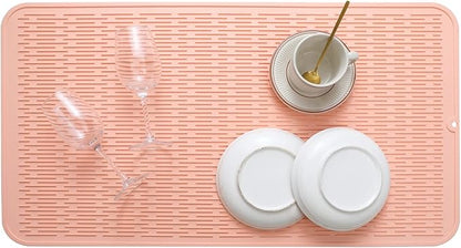 MicoYang Silicone Dish Drying Mat for Multiple Usage,Easy clean,Eco-friendly,Heat-resistant Silicone Mat for Kitchen Counter or Sink,Refrigerator or Drawer Liner Pink 4XL 32 inches x 18 inches - Image 5