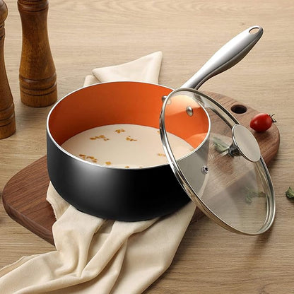 MICHELANGELO Sauce Pan with Lid, Ultra Nonstick 3 Qt Saucepan with Lid, 3 Quart Non Stick Pot Induction Compatible, Ceramic Small Pot, Copper - Image 6