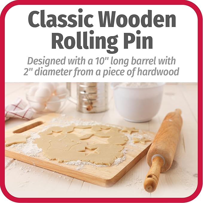 GoodCook Classic Wooden Rolling Pin with Easy Roll Bearings - Image 3