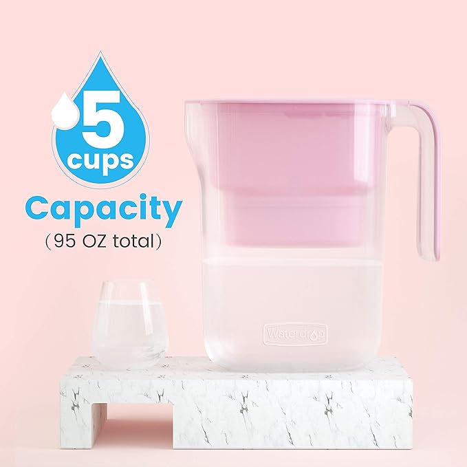 Waterdrop PT-05P Water Filter Pitcher with 4 Filters, 7-Cup Capacity, NSF Certified, 5X Longer Filter Life, Up to 800 Gallons, Fridge-Friendly Design, Reduces PFOA/PFOS and Chlorine, Pink - Image 8