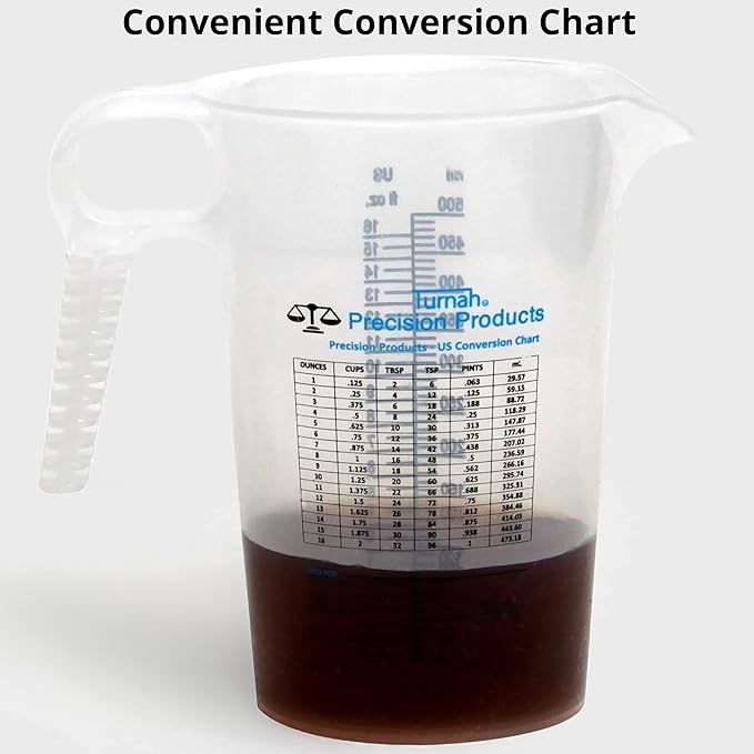 16oz, 1 Pint (2 cup) Measure Pitcher - Convenient Conversion Chart – Multi Purpose Food Grade Great for Cooking, Hobbies, Shop Oil, Fluids, Pool Spa and Lawn with High Chemical Resistance by Turnah - Image 2