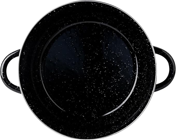 EKCO EOS 8-Quart Speckled Stockpot with Glass Lid (Black) Soup Pot for All Ranges, Dishwasher & Oven Safe up to 350°F - Non-Reactive Enameled Interior Pot for Gumbo, Stew, Boil, Pasta, Chili - Image 2