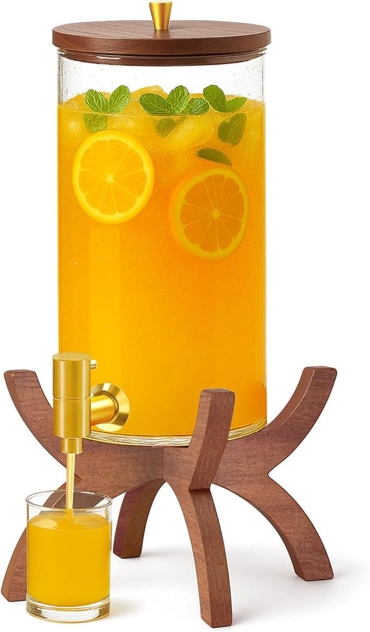 Glass Drink Dispenser,1.5 Gallon Beverage Dispenser with Stand,Lemonade Dispenser with Stainless Steel Faucet,Drink Dispensers for Parties, Bars and Home (Cross Stand) by Unknown