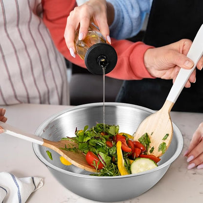 Stainless Steel Mixing Bowls 3 Packs Nesting Baking Supplies Small Thicker Stainless Steel Flat Bottom Stackable Salad Bowl Mixing Bowls Set for Cooking, Baking, Salad,Serving(1000/1500/2000ml)