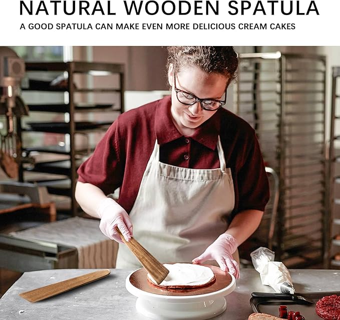 Wooden Spatula for Cooking Set of 2 – 12 Inch Acacia Wood Spatula with Thin Edge for Flipping – Flat Wooden Spatulas for Nonstick Pans – Sturdy Wood Cooking Utensils for Daily Use