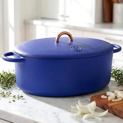 Great Jones Dutchess Cast Iron Dutch Oven Pot With Lid (Blueberry) - Large 6.75 Quart Size, Dual Handles - All Stovetop Safe - 500° Dutch Oven For Bread Baking | Dishwasher Friendly