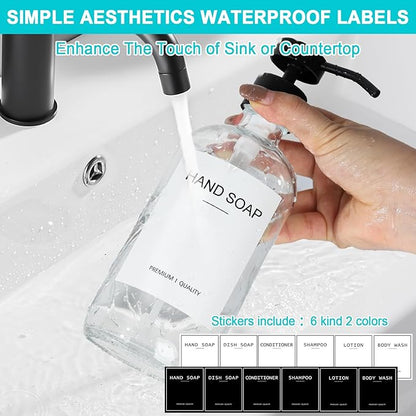 RYTOXILO Clear Soap Dispenser 2 Pack, Glass Soap Dispenser with Stainless Steel Pump, 16.9 Fl oz Refillable Kitchen Hand and Dish Soap Dispensers Set, Modern Clear Soap Lotion Dispensers Bottle - Image 4