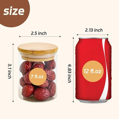 12 Packs Round Spice Jars with Label, 8oz Stackable Airtight Food Storage Containers, Practical Small Glass Jars to Go for Cookie, Coffee, Yogurt, Overnight Oats, Sugar, qtip, cotton balls and Candle - Image 2