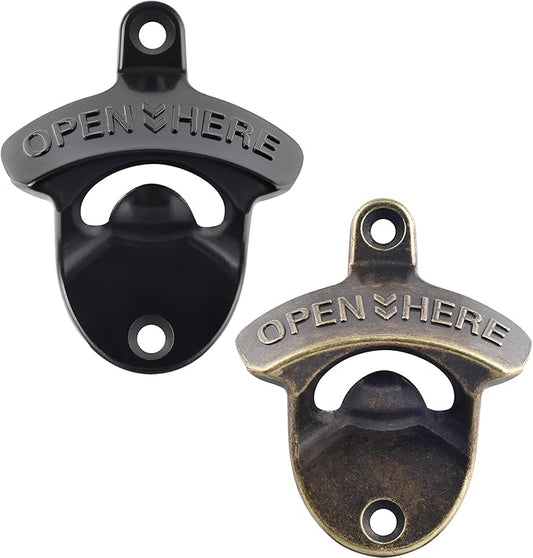 Black Bottle Opener Wall Mounted Rustproof, Vintage Screw in Wall Beer Cap Opener Antique Bronze for Post Table Cooler