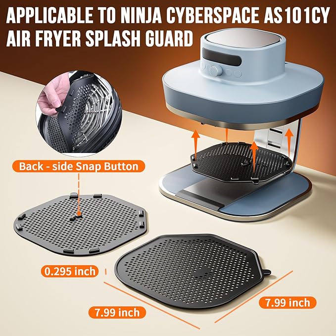 2 Pcs Air Fryer Splatter Screen for AS101DG Air Fryer, Reusable Heat-Resistant Oil Splash Guard, Glass Air Fryer Accessories