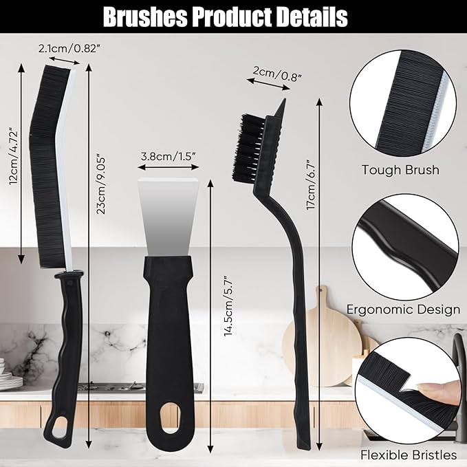 Crevice Cleaning Brush,8 Pcs Cleaning Supplies,Hard Bristle Crevice Cleaning Brush,Crevice Cleaning Brushes for Household Use Bathroom Tiles Kitchen Practical and Durable - Image 5