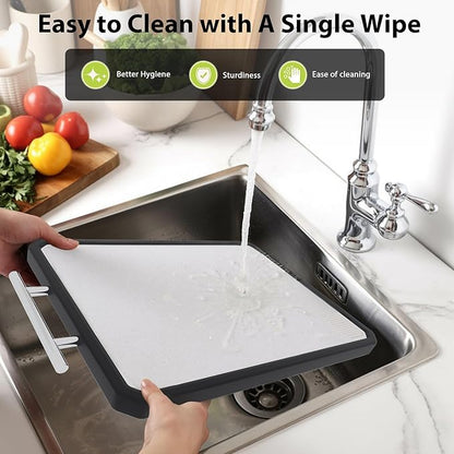 Titanium Cutting Boards for Kitchen, Large 16x11 Inch Pure Titanium and Wheat Straw PP Double Sided Chopping Board, Dishwasher Safe, Easy to Clean - Image 4