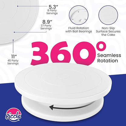 Riccle 88 pcs Cake Decorating Kit with Cake Turntable - Includes 50 Disposable + 2 Reusable Piping Bags and Tips Set, 24 Icing Piping Tips, 2 Spatulas, 3 Icing Comb Scraper, Baking Supplies - Image 2