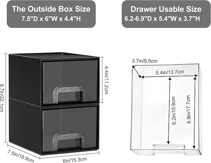 Vtopmart Black Small Stackable Storage Drawers, Cologne Organizer for Men,Plastic Containers for Vanity, Dresser,Office Desk,Bathroom Countertop Organization,Ideal for Room Decor,Gifts for Men - Image 3