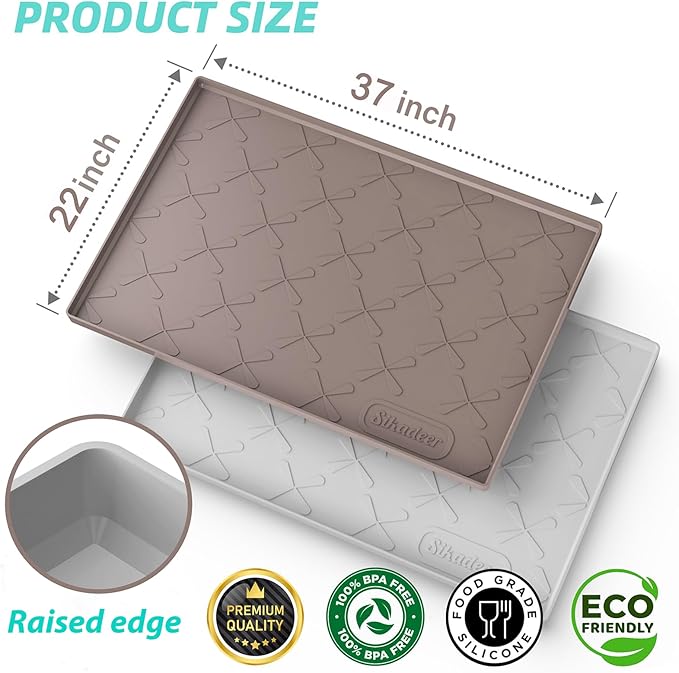 SIKADEER 37" x 22" Under Sink Mat Waterproof, Silicone Mat Kitchen Drawer Shelf and Cabinet Liner, Sink Protector for Kitchen Organizers and Storage, Boot Tray Pet Food Mats - Image 3