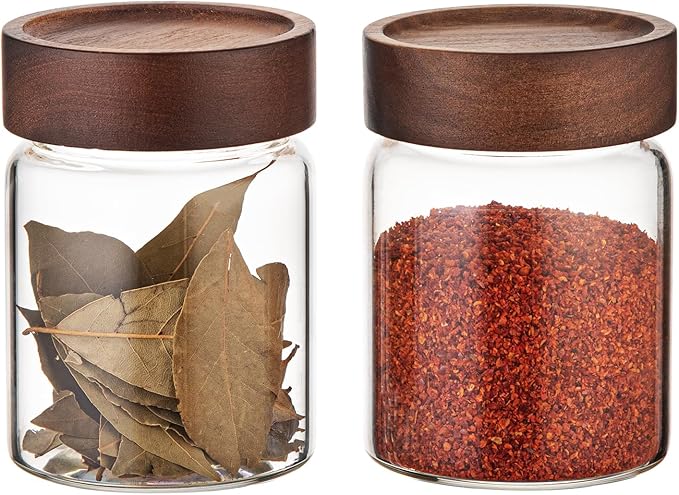 10 oz Small Glass Jars with Top Screw Lid Round Herb Coffee Bean Ground Storage Canister Clear Glass Food Container for Pantry Sugar Tea Coffee Bean Spice Nuts Cookies Bath Salts (2×300ml(10oz)) - Image 3
