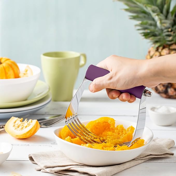 Spring Chef Large Purple Dough Blender For Baking, Heavy Duty Dough Cutter Tool, Stainless Steel Puff Pastry Cutter Tool with Sharp Blades, Dishwasher Safe Pastry Blender for Easy Mixing - Image 7