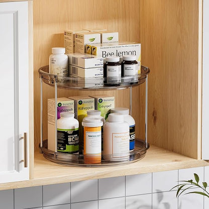 LAMU 2 Tier Lazy Susan Turntable Organizer 10.6'' Rotating Spice Rack Organization for Cabinet, Kitchen, Pantry, Countertop, Bathroom, Vanity, Medicine Cabinet Organizer, Grey - Image 5