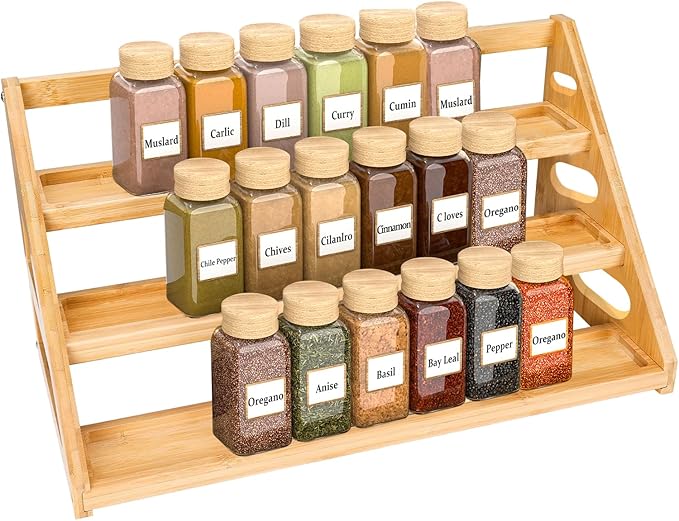 Spice Rack - Bamboo Wood Spice Rack Organization for Cabinet/Countertop by Unknown