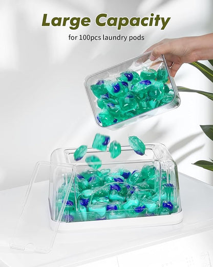 iCASA Trash Bag Dispenser Dishwasher Pod Organizer, 3 in 1 Grocery Garbage Bags Holder Storage Box Clear Laundry Room Pods Dishwasher Tab Cleaner Tablets Container Pantry Kitchen Under Sink Organizers - Image 5