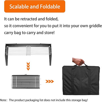 Universal Wind Guard and Warming Rack Fit for Griddle Without a Hood from 16" to 28", Wind Screen and Cooking Grid BBQ Griddle Accessories for Blackstone and Other Griddle with Front Grease