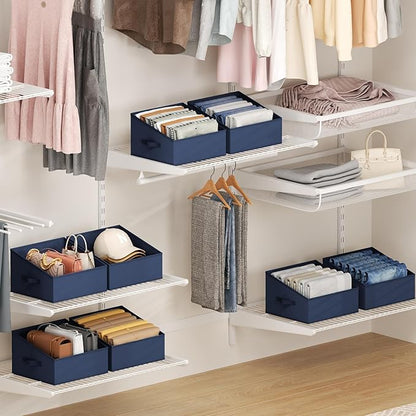 DIMJ Closet Storage Bins 10 Pack - Fabric Storage Baskets for Shelves, Collapsible Clothes Organizer with Handles, Trapezoid Shelf Organization Storage Cubes for Purse, Toys, Books, Towel, Clothes - Image 3