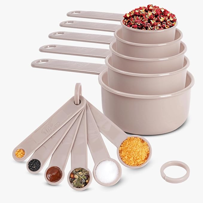11PCS Measuring Spoons and Measuring Cups Set, Stackable Cups and Spoons, Nesting Cups Spoon for Cooking Baking Supplies, Kitchen Gadgets Essentials Tools by Puctstone