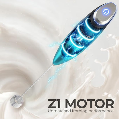 Zulay Kitchen Patented Tornado Triple Whisk Milk Frother with 4 Duracell Batteries – Handheld Foam Maker for Coffee, Lattes, Matcha & Hot Chocolate – Rich, Creamy Froth in Seconds - Sea Depth - Image 7