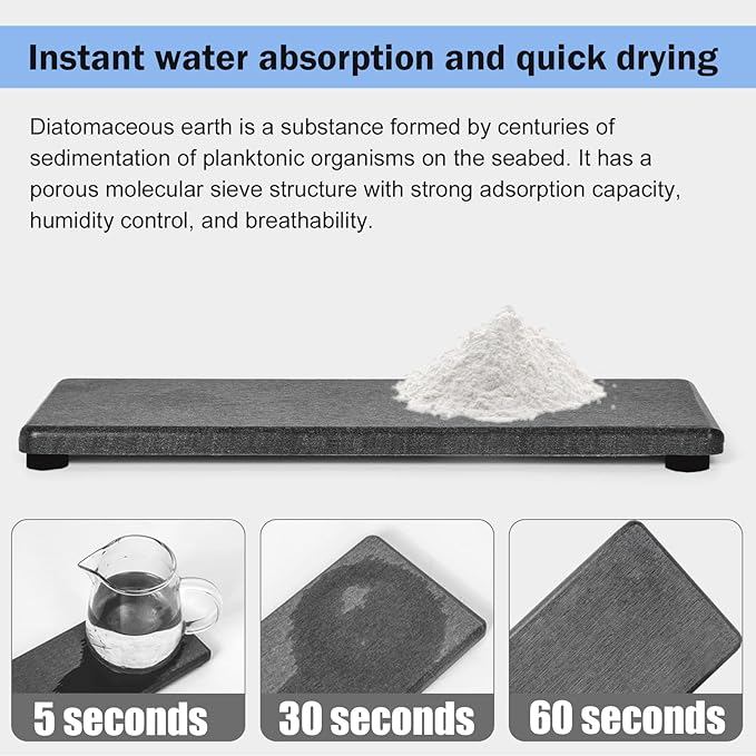 3PCS Stone Drying Tray, Water Absorbing Stone Tray for Sink, Stones Soap Trays, Fast Dry Diatomite Stones Mat,Used for Hand Soaps,Sponge,Toothbrush Holder in Bathroom Counter and Kitchen Sinks - Image 4
