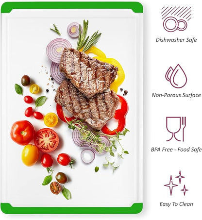 Large Cutting Board for Kitchen - Dishwasher Safe Plastic Chopping Board with Non-Slip Grip, Deep Juice Groove & Easy-Grip Handles - Thick Durable Cutting Board for Meat, Vegetables & Meal Prep - Image 3