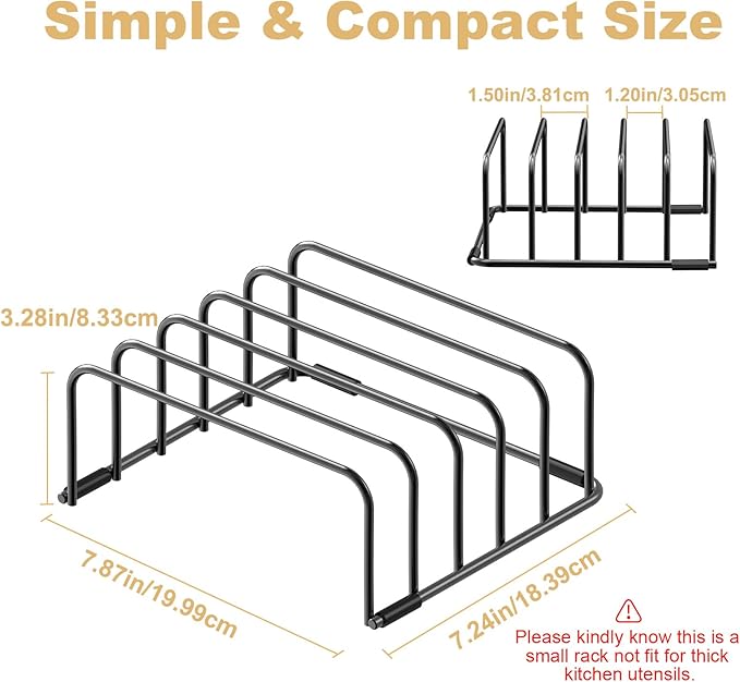 Fikoksol Cutting Board Organizer and Baking Sheet Rack, 1-Pack Black Heavy Duty Metal Cookie Sheet Organizer for Cutting Board Storage & Plate Holder for Cabinet, Tray Dividers for Cabinets - Image 3