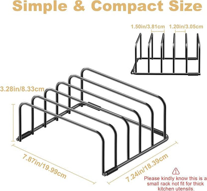 Fikoksol Cutting Board Organizer and Baking Sheet Rack, [2-Pack] Black Heavy Duty Metal Cookie Sheet Organizer for Cutting Board Storage & Plate Holder for Cabinet, Tray Dividers for Cabinets - Image 3