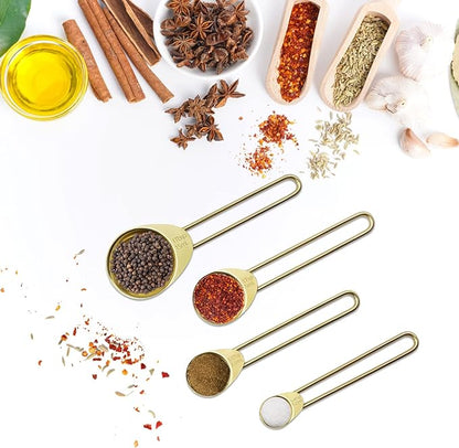 Gold Measuring Cups and Spoons Set of 8 pcs, Stainless Steel Measuring Cups and Spoons Set, 4 pcs Measure Cups, 4 pcs Measure Spoons For Cooking
