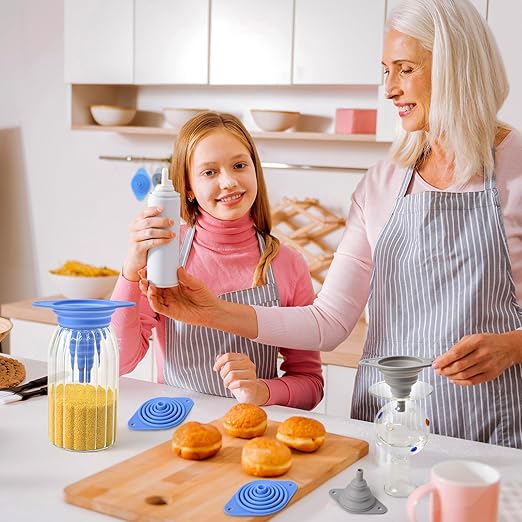 Kitchen Funnels Set 4 Pack，Small and Large，Silicone Collapsible Funnel，Small Funnel for Bottles and Funnels for Filling Water Bottle - Image 6