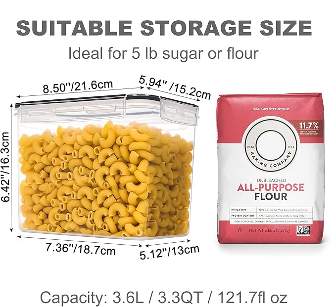 PANTRYSTAR Medium Food Storage Containers with Lids Airtight 3.6L /121.7Oz, for Flour, Sugar, Baking Supply, 3PCS BPA Free Plastic Canisters for Kitchen Pantry Organization - Image 2