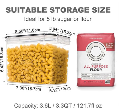 PANTRYSTAR Medium Food Storage Containers with Lids Airtight 3.6L /121.7Oz, for Flour, Sugar, Baking Supply, 3PCS BPA Free Plastic Canisters for Kitchen Pantry Organization - Image 2