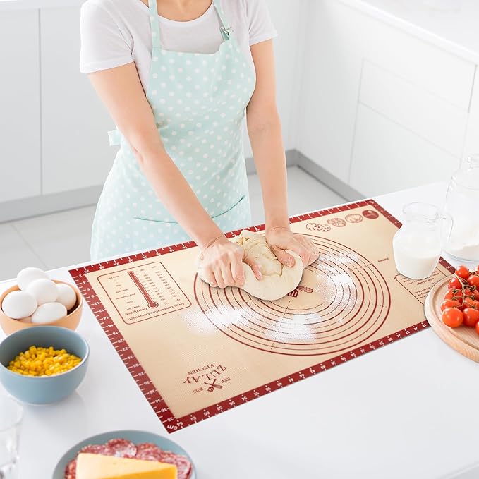 Zulay Kitchen Silicone Baking Mat Sheet - Reusable Silicone Baking Sheet - Easy & Convenient Nonstick Baking Supplies - Mats for Baking - Oven Safe - Extra thick 0.7mm, 26"x16" (Light Red)